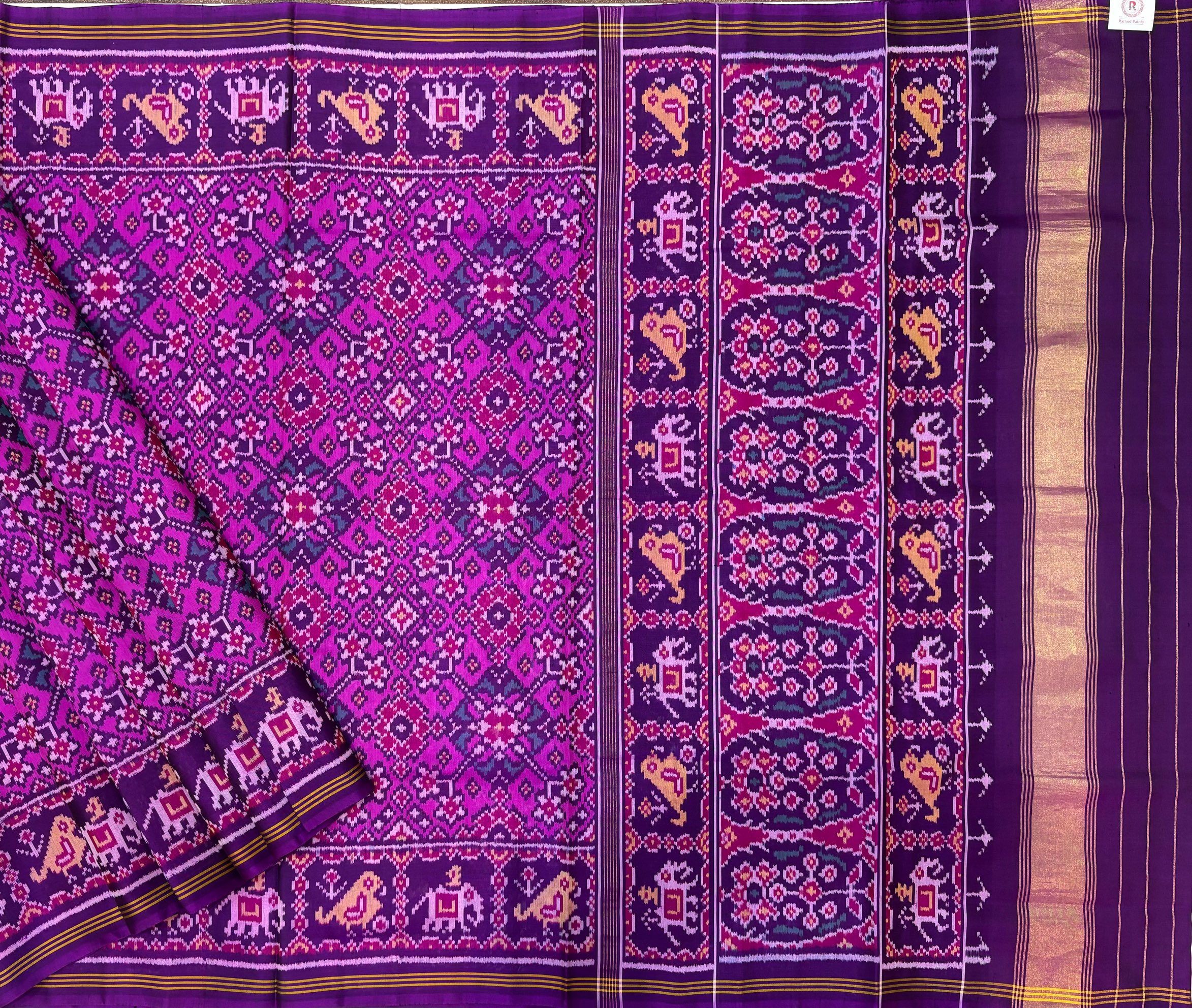 Wine & Pink Navrtna Patola Saree