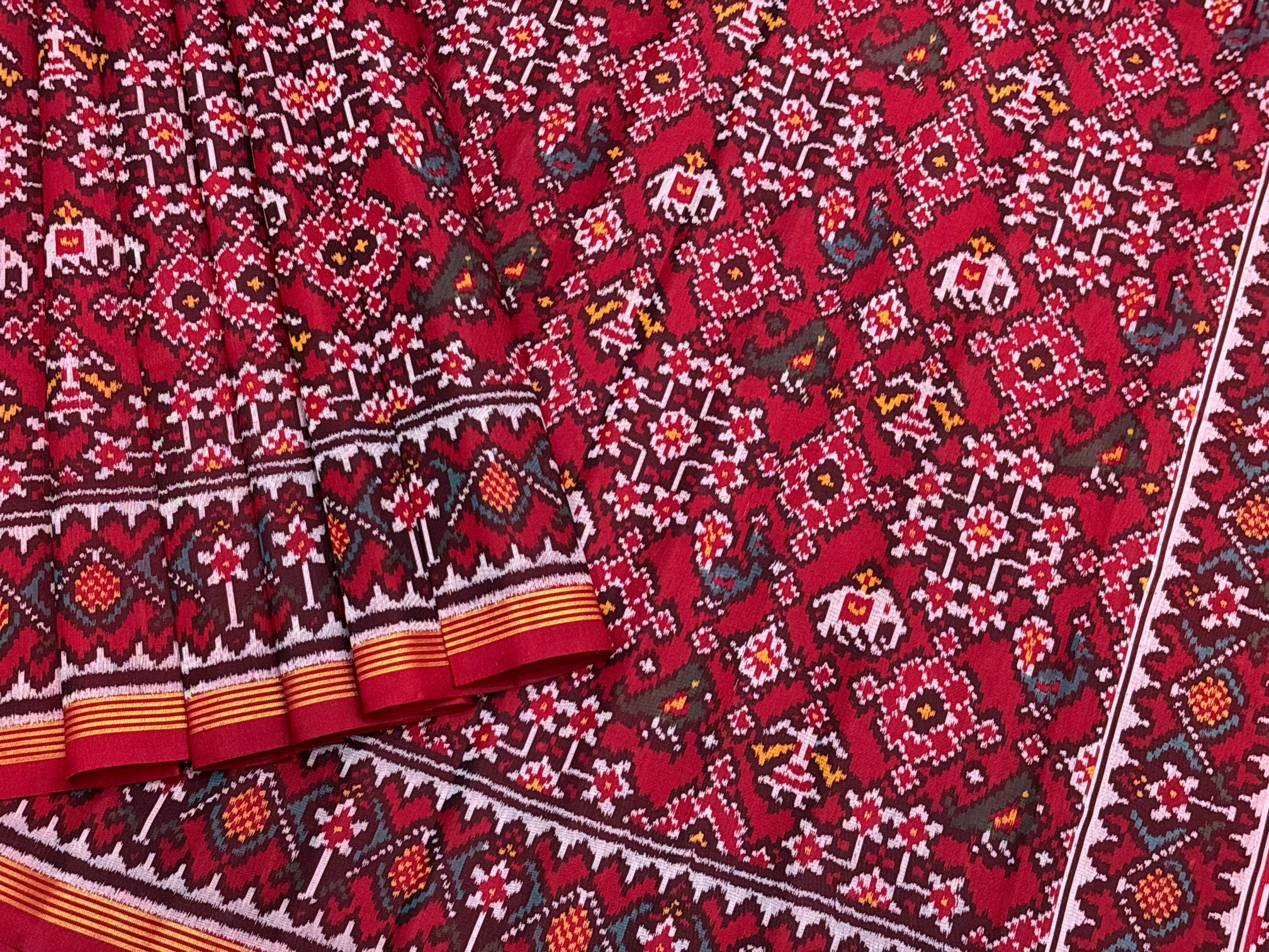 Maroon Navrtna With Narikunj Designer Patola Saree - Image 3