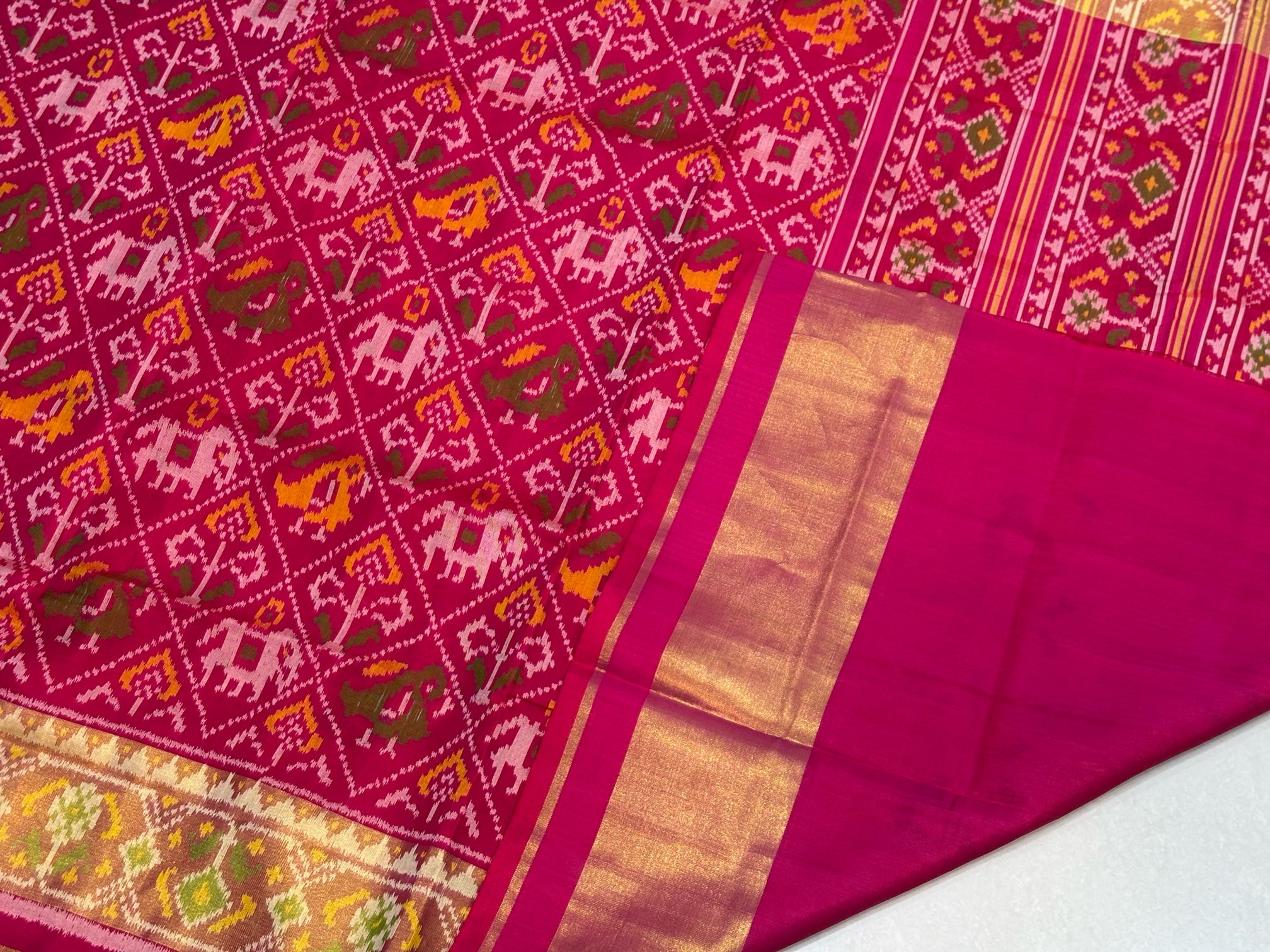 Pink Narikunj Design Patola Saree - Image 6