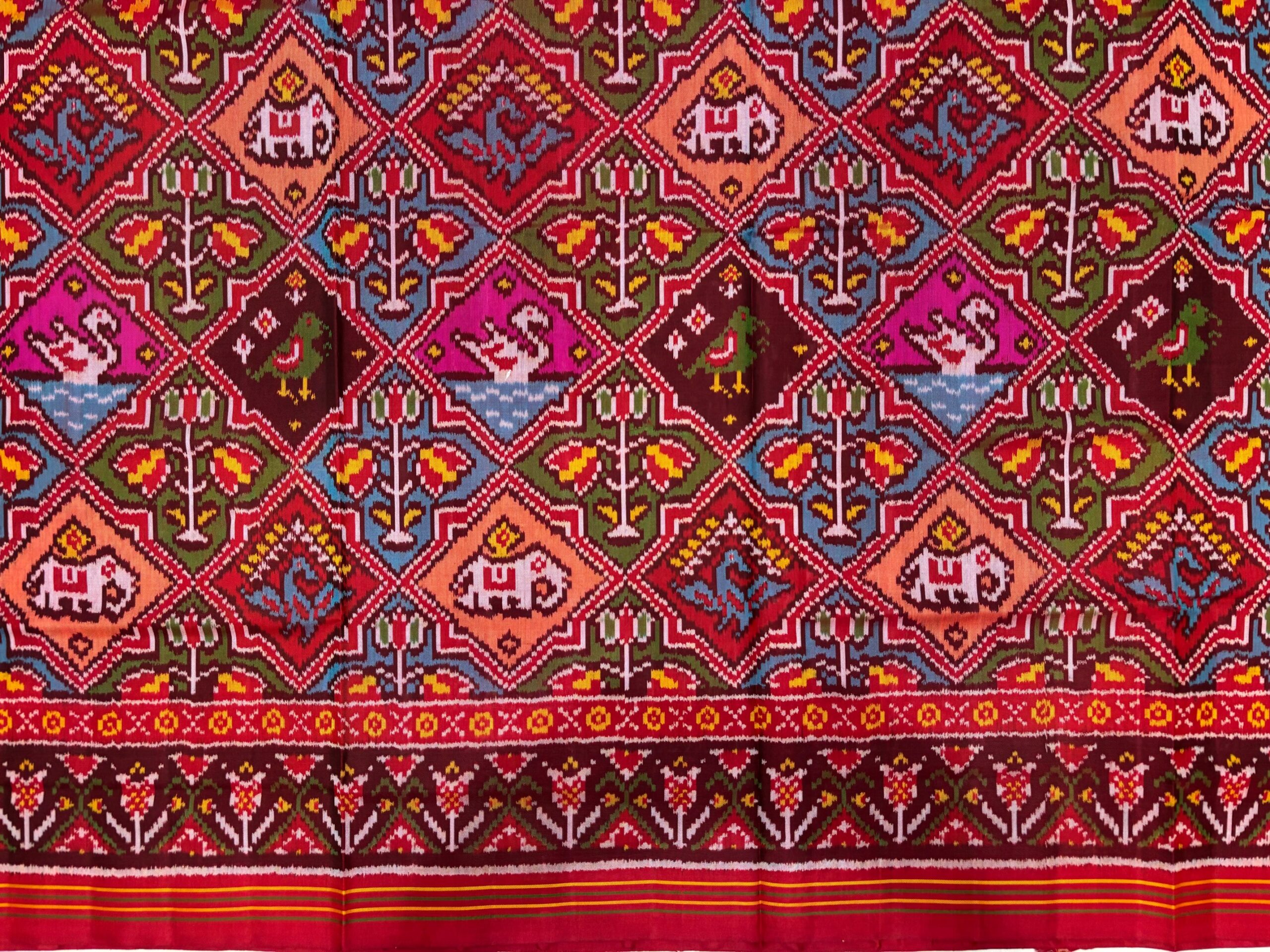 Red & Multicolour Narikunj Designer Patola Saree - Image 3