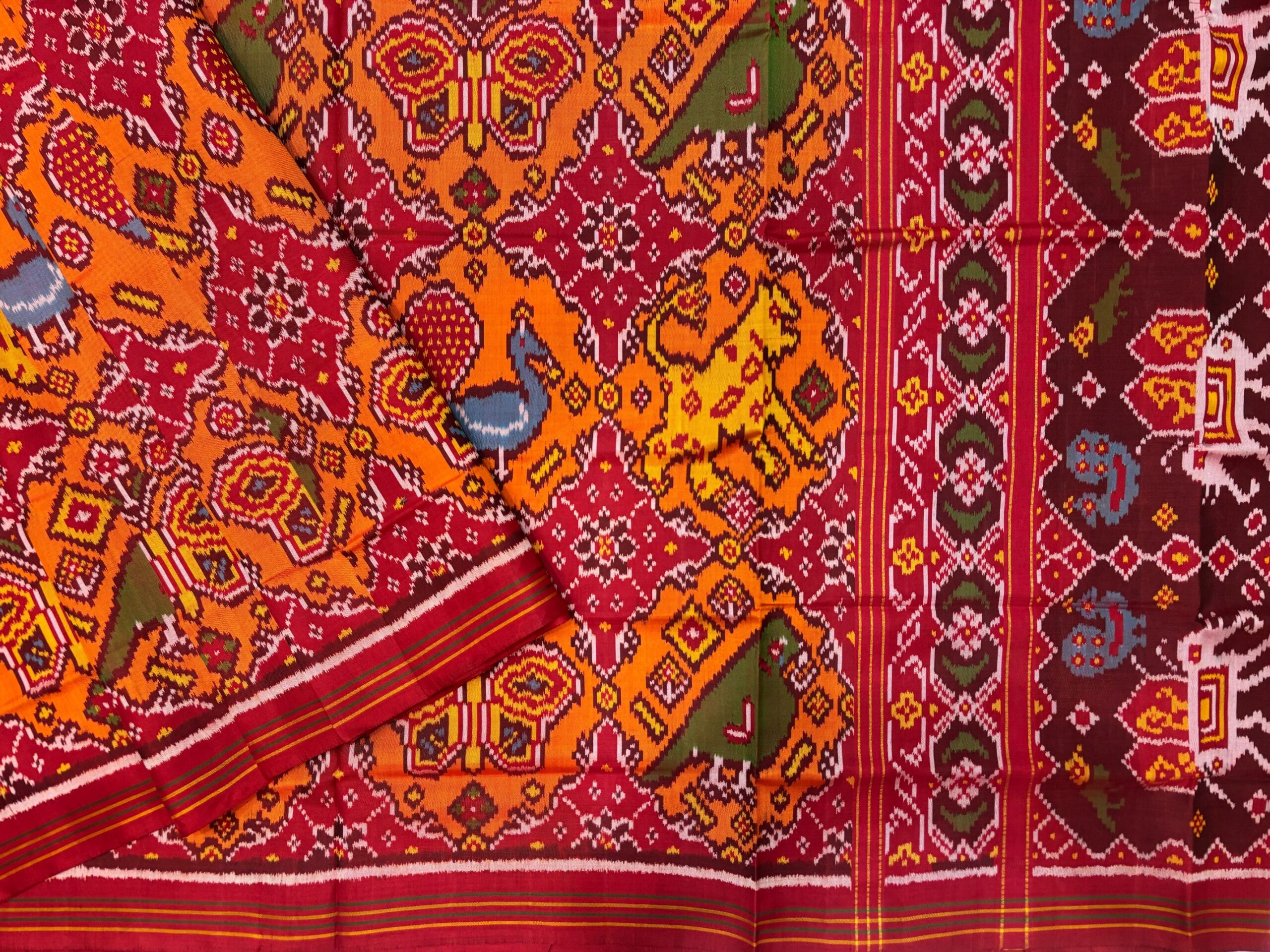 Red & Orange Patola Chabdi Bhat Patola Saree - Image 2