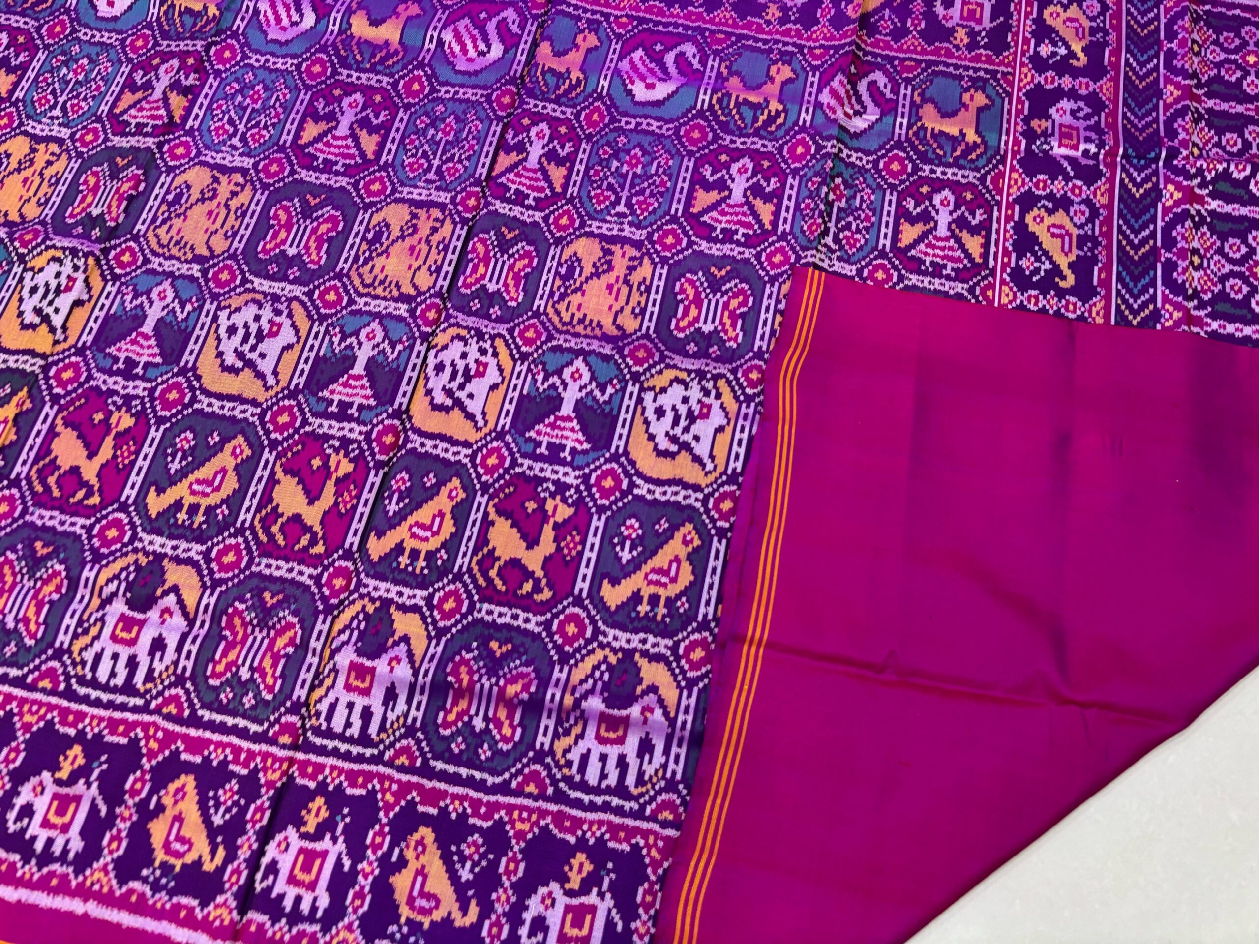 Purple Narikunj Design Patola Saree - Image 6
