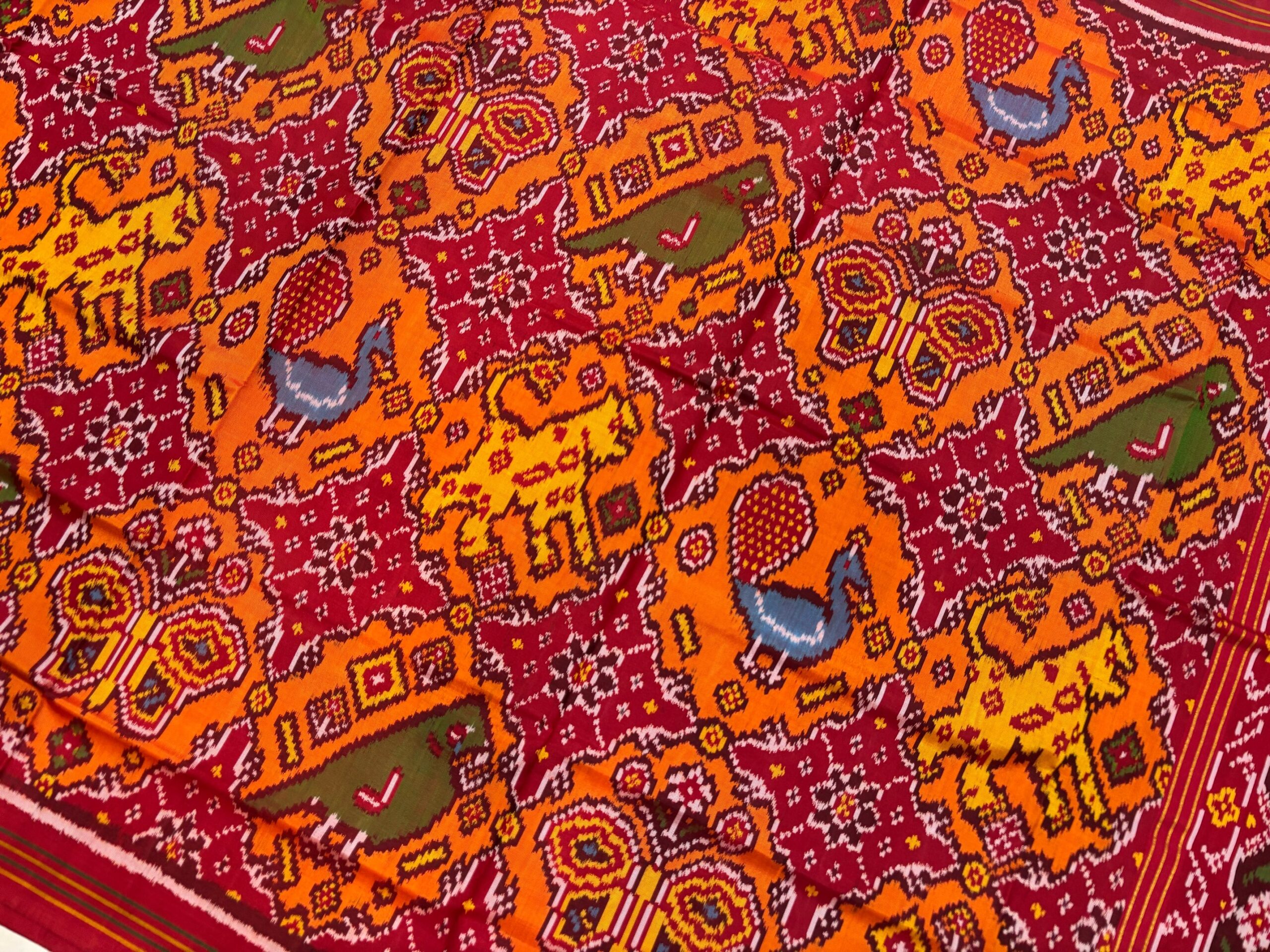 Red & Orange Patola Chabdi Bhat Patola Saree - Image 3