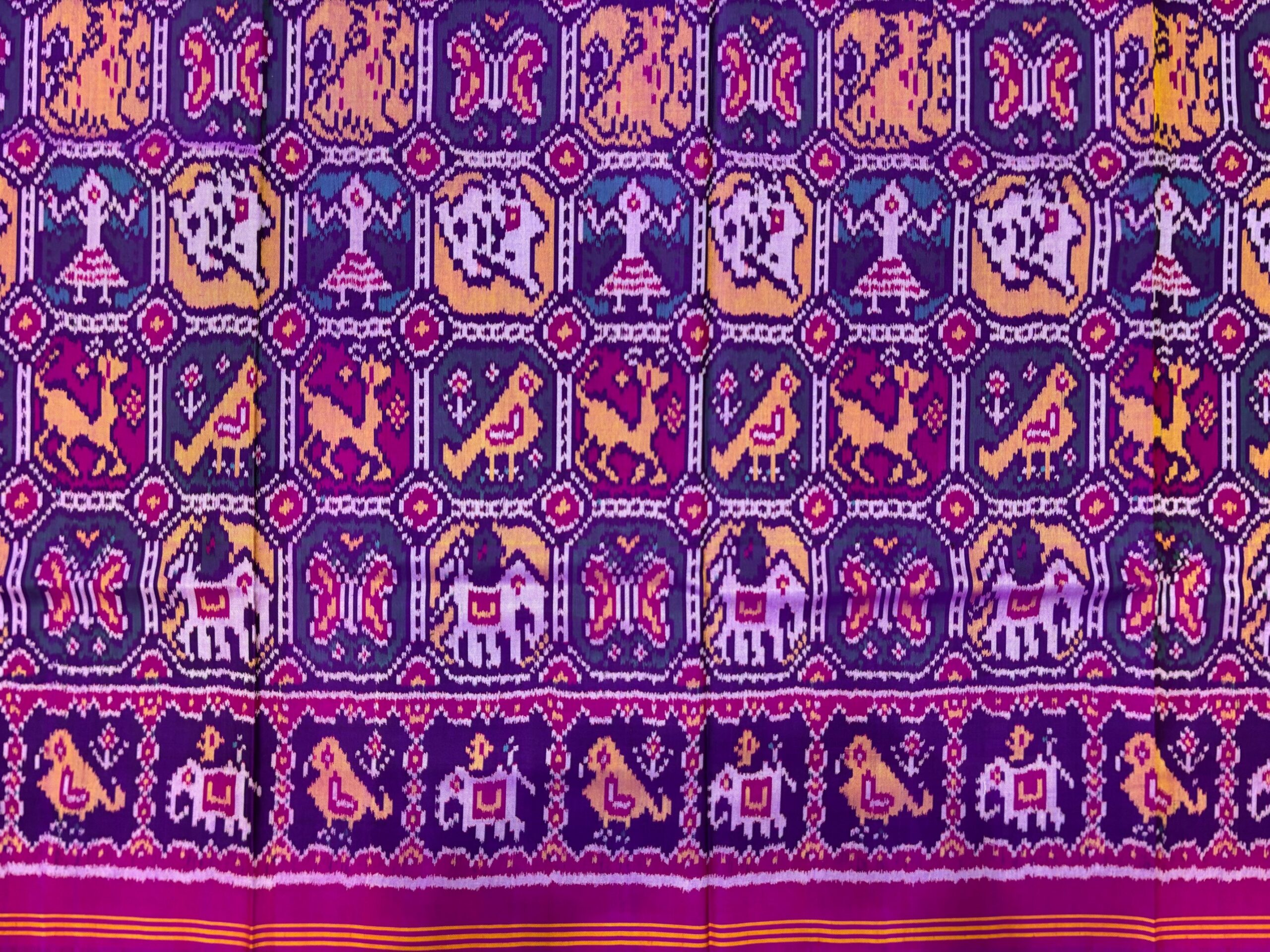Purple Narikunj Design Patola Saree - Image 4