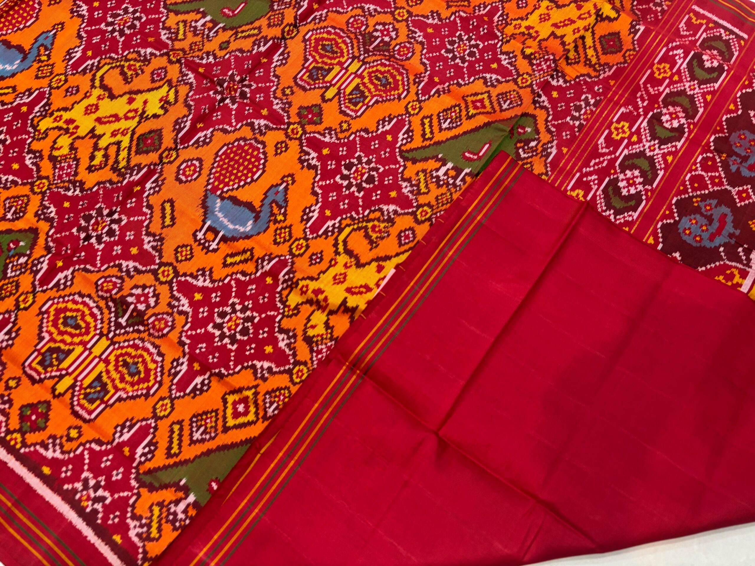 Red & Orange Patola Chabdi Bhat Patola Saree - Image 6