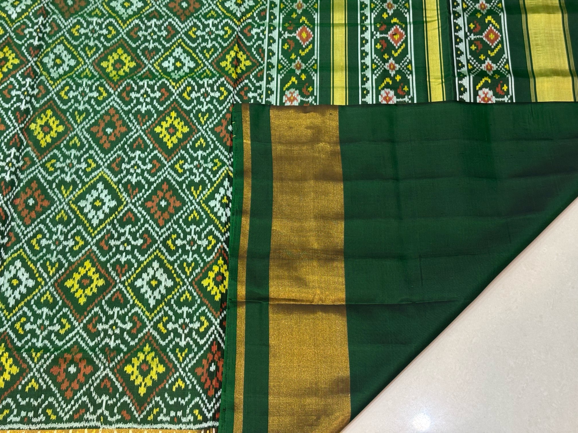 Green Pan Chanda Design Patola Saree - Image 6